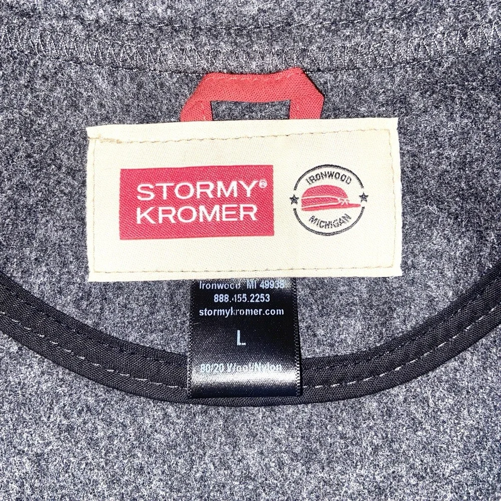Stormy Kromer Ironwood Wool Vest Men's Large Gray Full Zip NWT Embroidered Logo